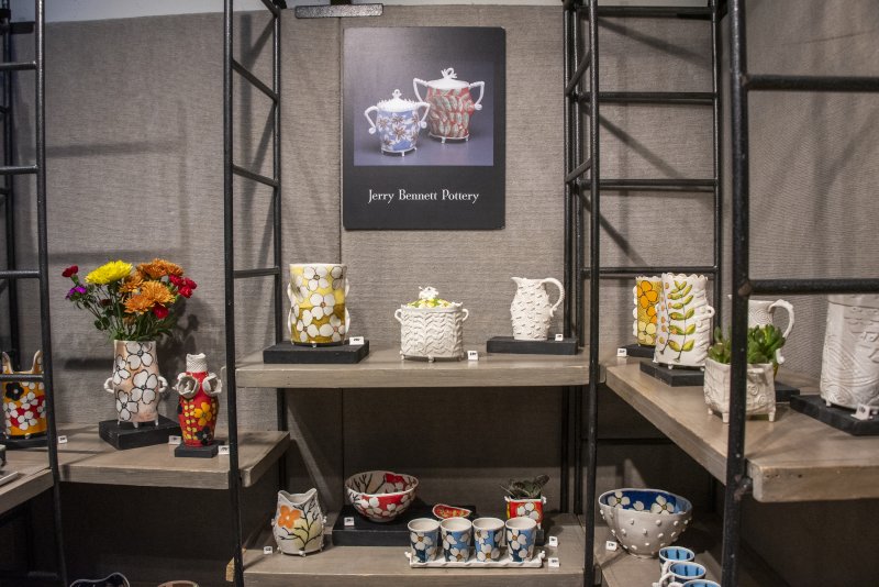 Hand-painted porcelain items from Jerry Bennett Pottery are whimsical and practical.